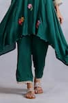 Shop_Radhika Jindal_Green Cotton Silk Embroidered Round Floral Kurta Pant Set _Online_at_Aza_Fashions
