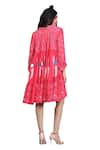 Buy_Radhika Jindal_Pink Cotton Silk Printed Coral Collared Tiered Dress  _Online_at_Aza_Fashions