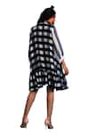 Buy_Radhika Jindal_Black Cotton Silk Printed Stripe Collared Tiered Dress  