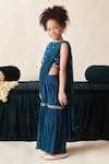 LITTLEENS_Blue Vortex Embroidery Zardozi Saaz Sharara Saree With Blouse _Online