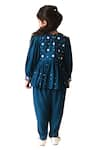 LITTLEENS_Blue Vortex Embroidery Thread Nairab Short Kurta And Dhoti Pant Set _at_Aza_Fashions