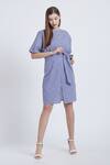 Buy_Bohobi_Blue Cotton Gingham Checks Round Love Pattern Dress _at_Aza_Fashions