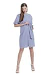 Buy_Bohobi_Blue Cotton Gingham Checks Round Love Pattern Dress _Online_at_Aza_Fashions