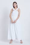 Buy_Bohobi_White Cotton Printed Polka Dot V-neck Go Graceful Dress _at_Aza_Fashions