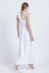 Shop_Bohobi_White Cotton Printed Polka Dot V-neck Go Graceful Dress _at_Aza_Fashions