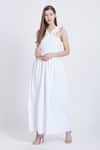 Bohobi_White Cotton Printed Polka Dot V-neck Go Graceful Dress _Online_at_Aza_Fashions