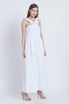 Shop_Bohobi_White Cotton Printed Polka Dot V-neck Go Graceful Dress _Online_at_Aza_Fashions
