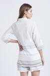 Shop_Bohobi_White Cotton Woven Stripes Shirt Collar Loved By All With Shorts _at_Aza_Fashions