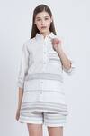 Bohobi_White Cotton Woven Stripes Shirt Collar Loved By All With Shorts _Online_at_Aza_Fashions