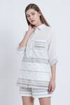 Buy_Bohobi_White Cotton Woven Stripes Shirt Collar Loved By All With Shorts _Online_at_Aza_Fashions