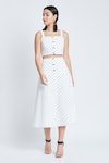 Buy_Bohobi_White Cotton Printed Polka Dot Square Neck Crop Top And Skirt Set _at_Aza_Fashions