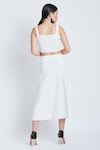 Shop_Bohobi_White Cotton Printed Polka Dot Square Neck Crop Top And Skirt Set _at_Aza_Fashions