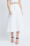 Bohobi_White Cotton Printed Polka Dot Square Neck Crop Top And Skirt Set _Online_at_Aza_Fashions