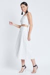 Buy_Bohobi_White Cotton Printed Polka Dot Square Neck Crop Top And Skirt Set _Online_at_Aza_Fashions