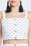 Bohobi_White Cotton Printed Polka Dot Square Neck Crop Top And Skirt Set _at_Aza_Fashions