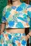 Bohobi_Multi Color Cotton Twill The Mood Playful Crop Top And Shorts _at_Aza_Fashions
