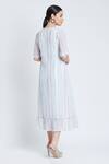 Shop_Bohobi_White Cotton Printed Stripe Dress V Neck Soft And Sweet With Shrug _at_Aza_Fashions