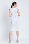 Buy_Bohobi_White Cotton Printed Stripe Dress V Neck Soft And Sweet With Shrug _Online