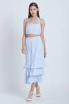 Buy_Bohobi_Blue Cotton Printed Stripe Square Swing With Me Crop Top And Skirt Set _at_Aza_Fashions