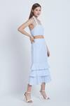 Bohobi_Blue Cotton Printed Stripe Square Swing With Me Crop Top And Skirt Set _at_Aza_Fashions