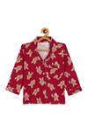 Shop_Bohobi_Red Flannel Printed Gingerbread Night Suit Pyjama Set _at_Aza_Fashions