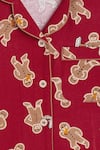 Buy_Bohobi_Red Flannel Printed Gingerbread Night Suit Pyjama Set _Online_at_Aza_Fashions