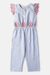 Buy_Bohobi_Blue 100% Cotton Embroidered Schiffli Modish Jumpsuit _at_Aza_Fashions