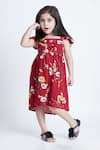 Buy_Bohobi_Red Crepe Printed Floral Pretty Dress _at_Aza_Fashions