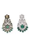 Auraa Trends_Green Stones, Zari Damask Zircon Encrusted Jewellery Set _at_Aza_Fashions