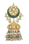 MAISARA JEWELRY_Green Onyx Jadau Embellished Jhumkas _Online_at_Aza_Fashions