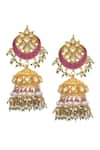 Buy_MAISARA JEWELRY_Red Kundan Embellished Jhumkas _at_Aza_Fashions