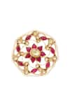 Shop_MAISARA JEWELRY_Gold Plated Ruby Embellished Ring _at_Aza_Fashions