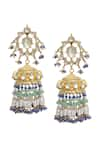 Shop_MAISARA JEWELRY_Blue Kundan Floral Cutwork Jhumkas _at_Aza_Fashions