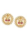 Buy_MAISARA JEWELRY_Gold Plated Kundan Lotus Carved Studs _at_Aza_Fashions