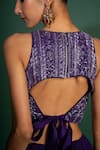 Shop_Vaishali Agarwal_Purple Crop Top Semi Raw Silk Embroidery Sequins Halter Neck With Skirt _Online_at_Aza_Fashions