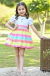 Buy_The Pony & Peony Co._Multi Color Cotton Lycra Print Rainbow Striped Dress  _at_Aza_Fashions