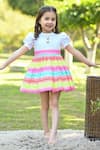 The Pony & Peony Co._Multi Color Cotton Lycra Print Rainbow Striped Dress  _Online_at_Aza_Fashions