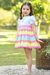 Shop_The Pony & Peony Co._Multi Color Cotton Lycra Print Rainbow Striped Dress  _Online_at_Aza_Fashions