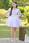 Shop_The Pony & Peony Co._Pink Cotton Print Striped Bow Ribbon Dress  _Online_at_Aza_Fashions