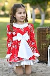 The Pony & Peony Co._Red Rayon Floral Riding Hood Print Layered Dress  _Online_at_Aza_Fashions