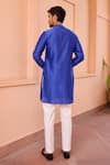 Shop_Isha Gupta Tayal_Blue Kurta Pure Chanderi Silk Embroidered Dori Marodi And Pant Set  _at_Aza_Fashions