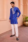 Buy_Isha Gupta Tayal_Blue Pure Chanderi Silk Embroidered Dori Work Short Kurta  _at_Aza_Fashions