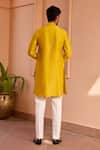 Shop_Isha Gupta Tayal_Yellow Kurta Pure Chanderi Silk Embroidered Dori Marodi Work And Pant Set _at_Aza_Fashions