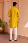 Shop_Isha Gupta Tayal_Yellow Pure Chanderi Silk Embroidered Dori Marodi Kurta  _at_Aza_Fashions