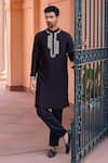 Buy_Isha Gupta Tayal_Black Pure Chanderi Silk Embroidered Dori Marodi Work Kurta  _at_Aza_Fashions