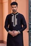 Isha Gupta Tayal_Black Pure Chanderi Silk Embroidered Dori Marodi Work Kurta  _Online_at_Aza_Fashions