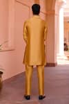 Shop_Isha Gupta Tayal_Gold Pure Chanderi Silk Embroidered Dori Short Kurta And Pant Set _at_Aza_Fashions