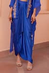 Isha Gupta Tayal_Blue Top Satin Organza Embroidered Tilla Naazni Kimono Skirt Set  _at_Aza_Fashions