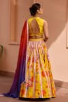 Shop_Isha Gupta Tayal_Yellow Lehenga Silk Printed Floral V Neck Khushrang Set _at_Aza_Fashions