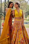 Isha Gupta Tayal_Yellow Lehenga Silk Printed Floral V Neck Khushrang Set _Online_at_Aza_Fashions